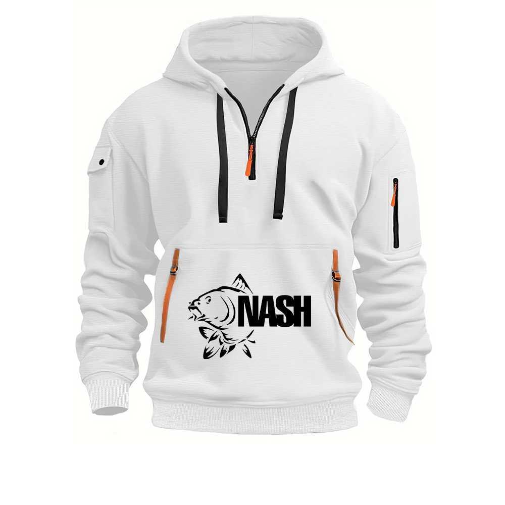 Funny Fishinger Carp Fish Fisherman 2025 Men New Half Zipper Hoodie Spring Autumn New Casual With Pockets Pullover M260312