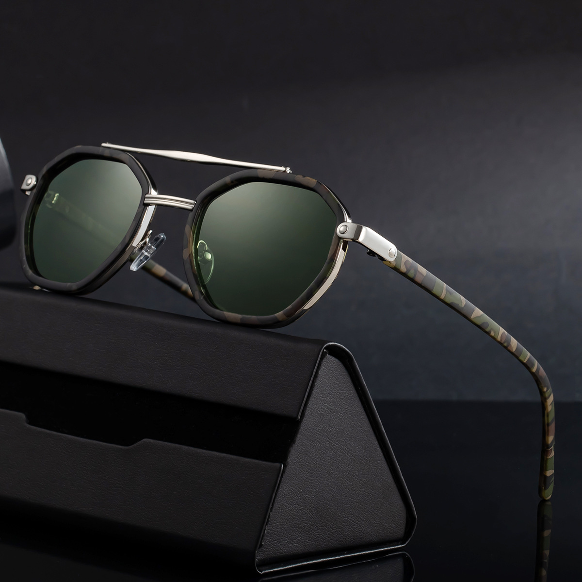 High-definition polarized for men, 2026 model, square frame glasses, high-end retro double-bridge premium sunglasses