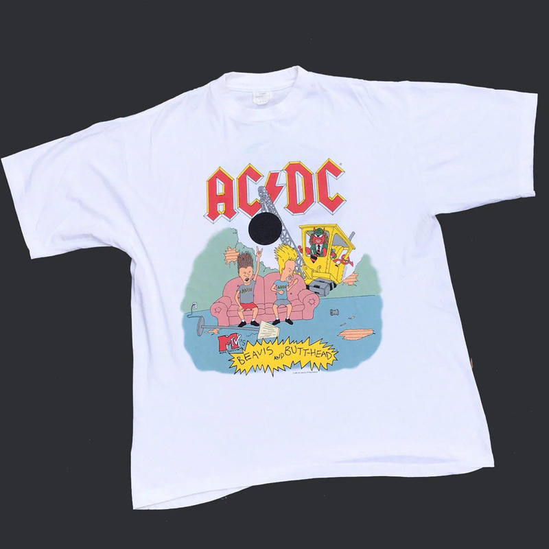 Vintage Beavis and Butt-Head Rock Music T-Shirt 90s Retro Cartoon Casual Short Sleeve Tee