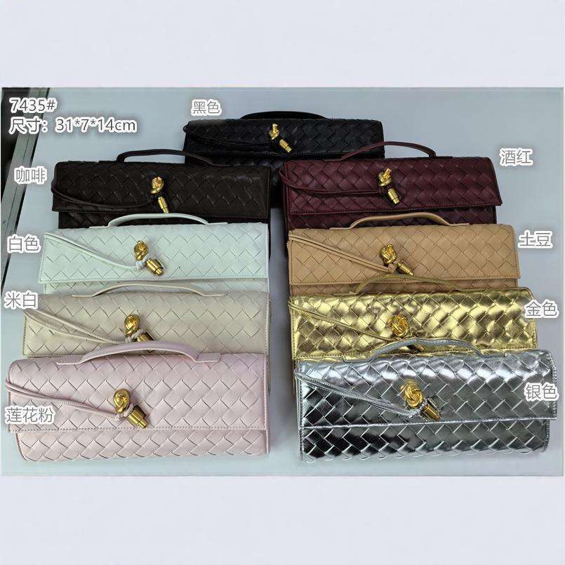 Cross-border bestseller: new summer model, purely handmade horizontal woven lock stick bag, high-end versatile fashion crossbody clutch bag