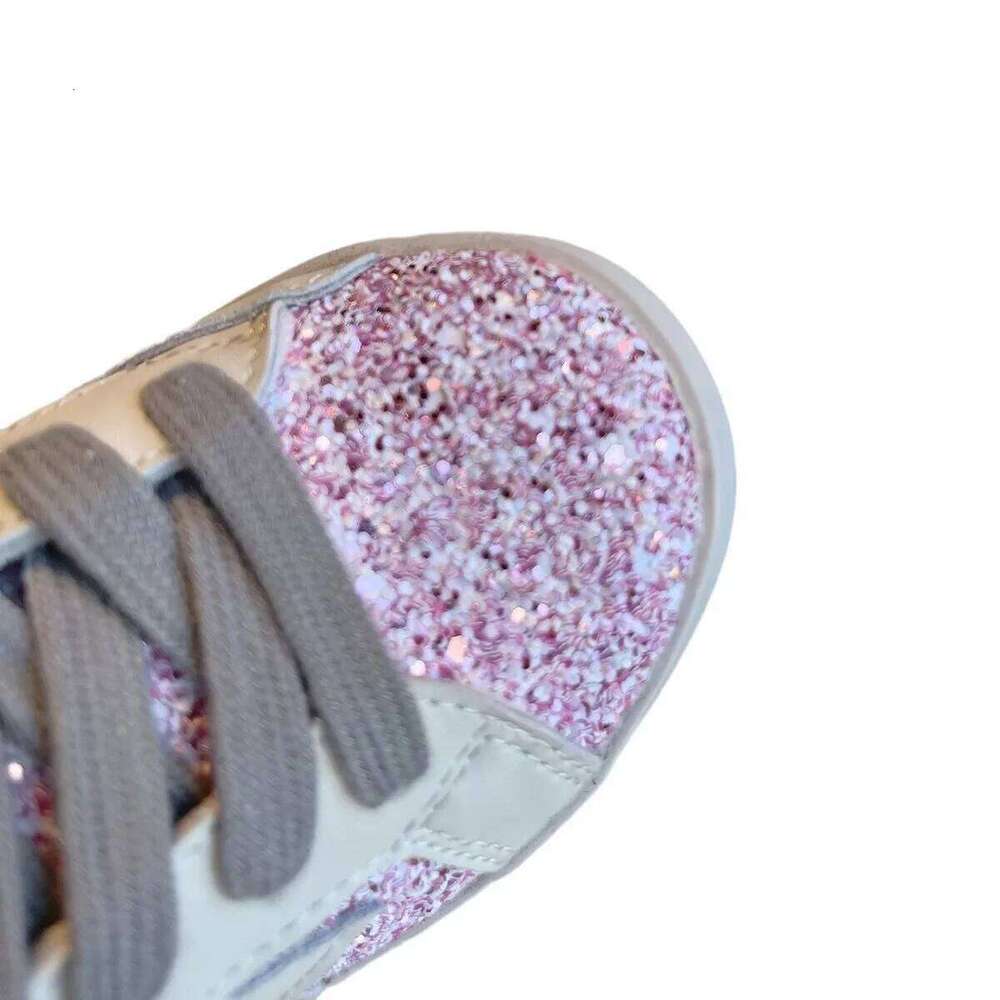 Spring Autumn Children Board Korean Fashion Girls Casual Shoes Boys Soft-soled Front Lace-up Color-blocked Sequin Sneakers H260312