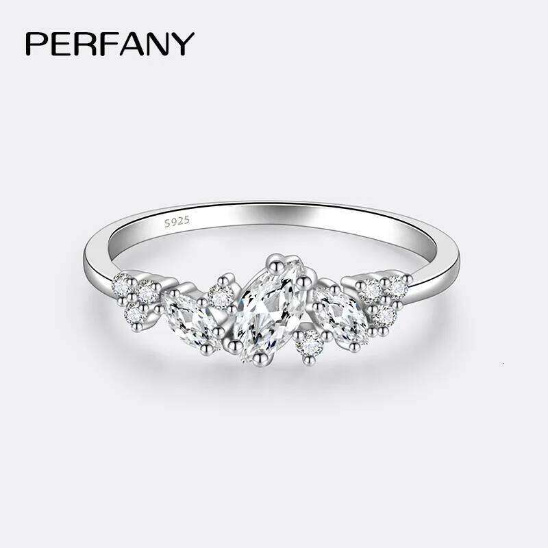 PERFANY 0.58CT Marquise Cut Moissanite Women's Ring S925 Pure Silver Laboratory Cultivated Diamond Fashion Design Jewelry H260312