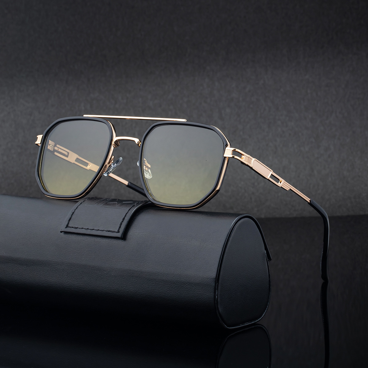 2026 New Fashion Square Large Frame Polarized Double Beam Outdoor Sun Protection Sunglasses for Men,