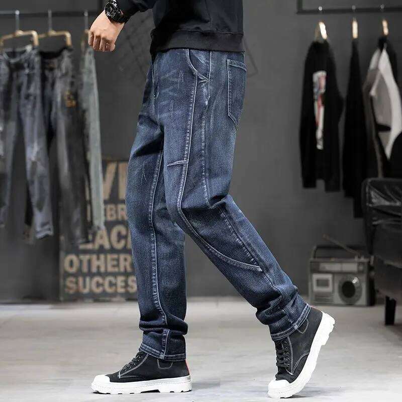 Summer Designer Clothes High Quality Punk Harajuku Fashion Casual Plus Size Slim Fit Denim Jeans 2025 Cowboy Pants for Men
