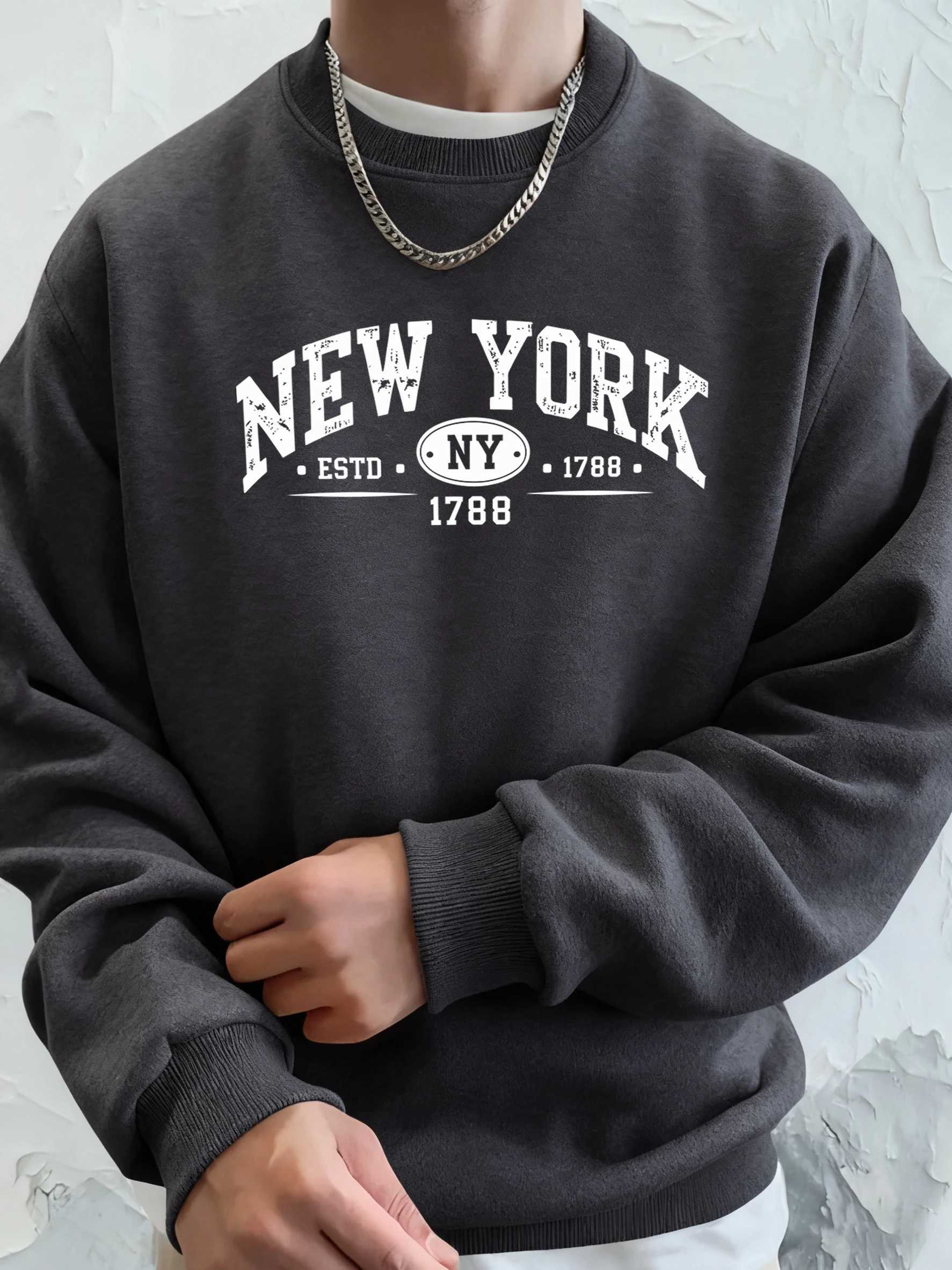 New York Estd 1788 Printed Autumn Sportswear ManS High Street Fleece Hoody Casual Comfortable Clothing Loose All-Match Hoodies M260312