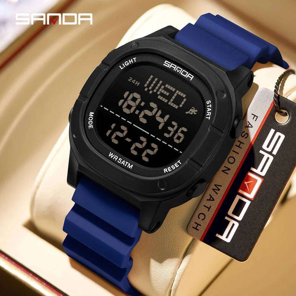 SANDA 9078 New Fashionable Men's Electronic Alarm Clock Timer Calendar Shock resistant Sports Leisure Digital Watch 2026