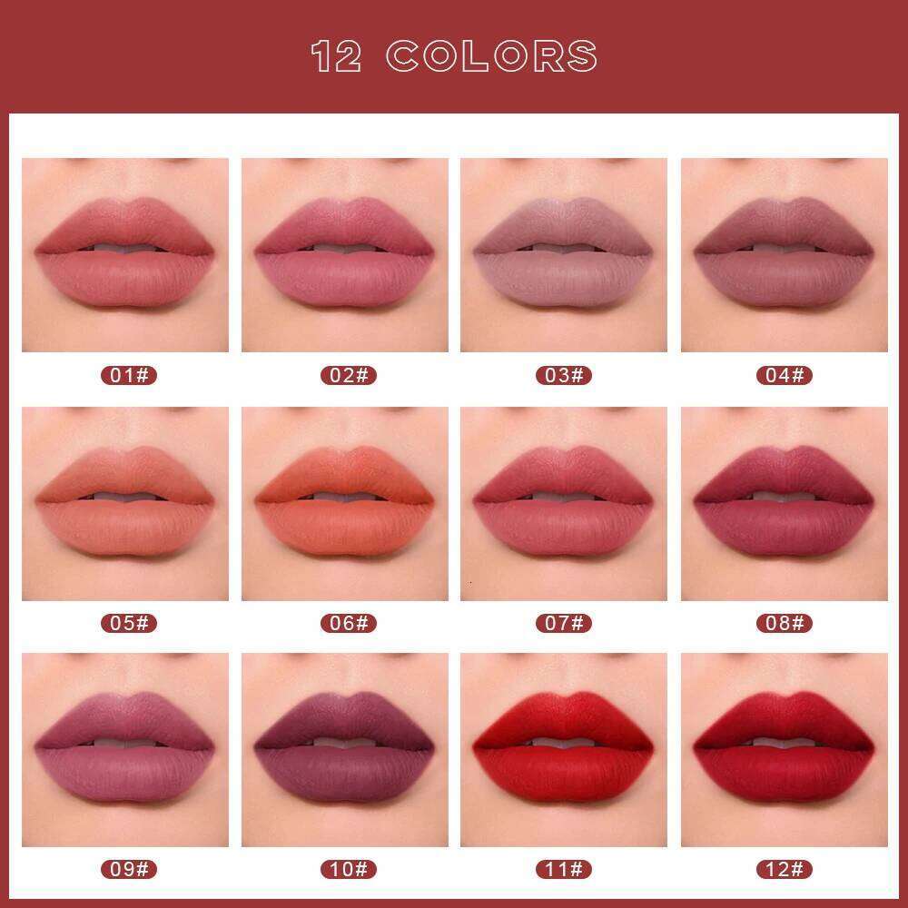 Easy to Color Non-Stick Cup Matte European and American Style Nude Red Brown Lipstick Gloss Gift Lip Glaze W260311
