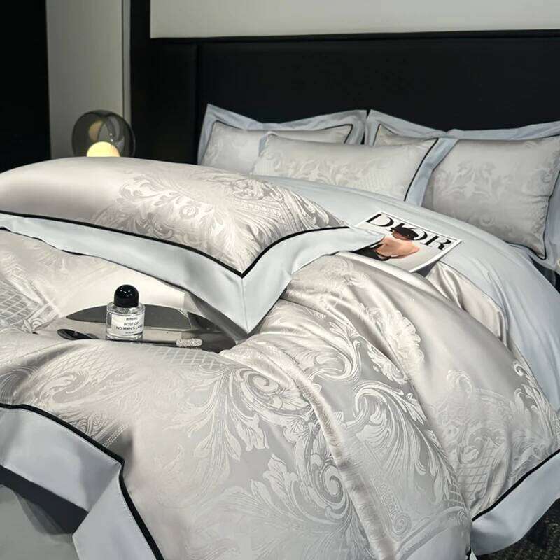 Rich Silk Damask Cotton Soft Silky Duvet Cover Bed Sheet/Fitted Sheet Pillowcases 4Pcs Double Queen King Bedding set H260312