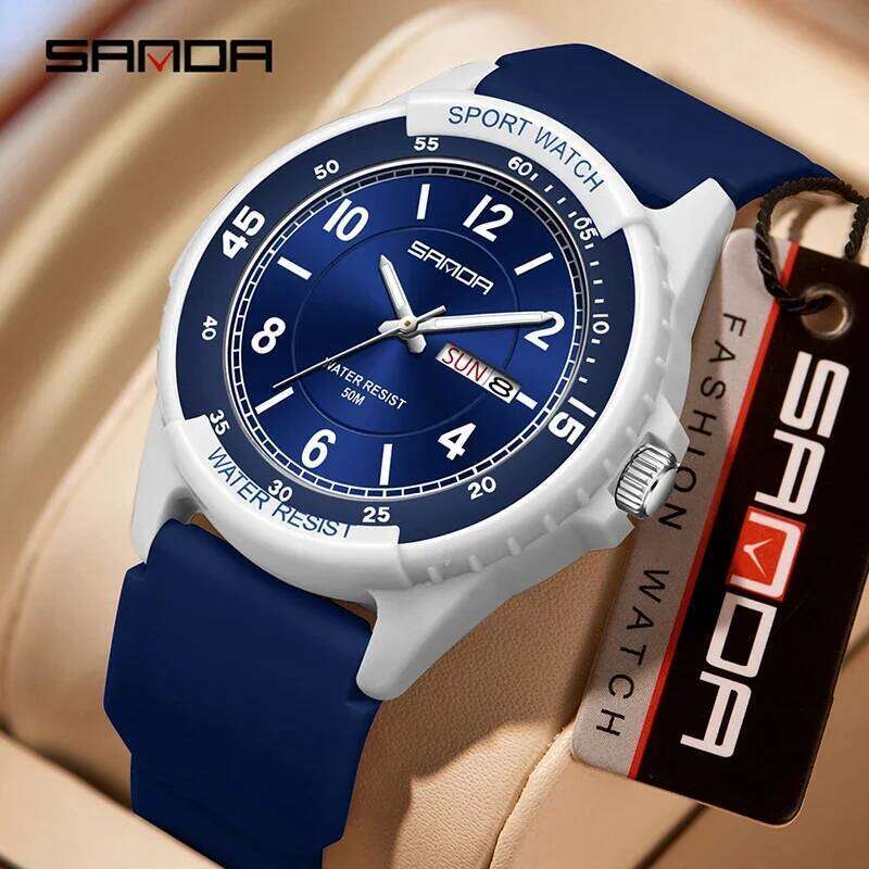 SANDA 6358 Male Female Student Sports Quartz Watch 5ATM Waterproof Luminous Double Calendar Lightweight and Drop resistant