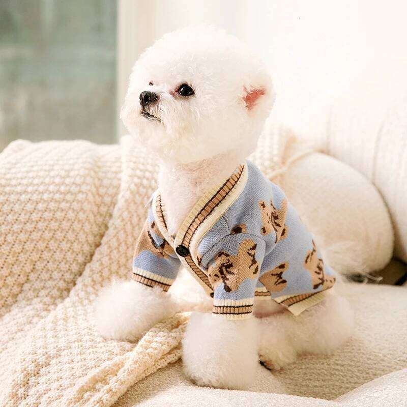 Famous brand Luxury Clothes Chihuahua Striped Cardigan Sweater Bichon Frise Puppy Kitten Warm Coat Cat Dog Accessories Pet Outfit pupakaIK