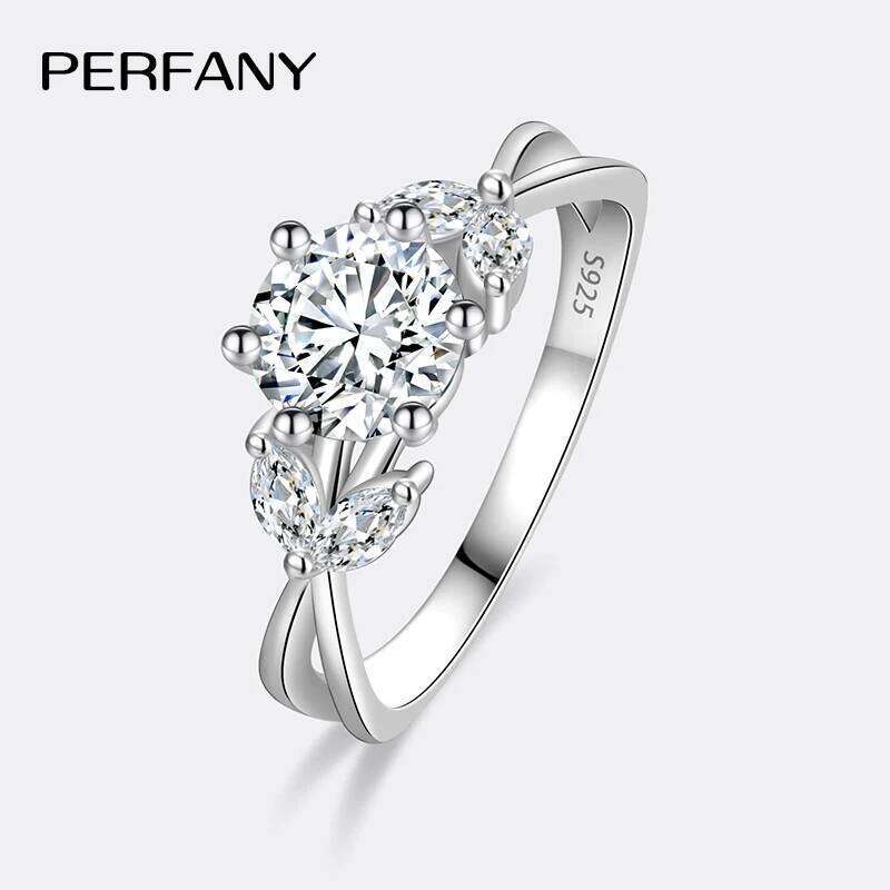 PERFANY 1CT Moissanite Ring for Women S925 Pure Silver Flower Design Laboratory Certification Diamond Wedding Elegant Jewelry H260312