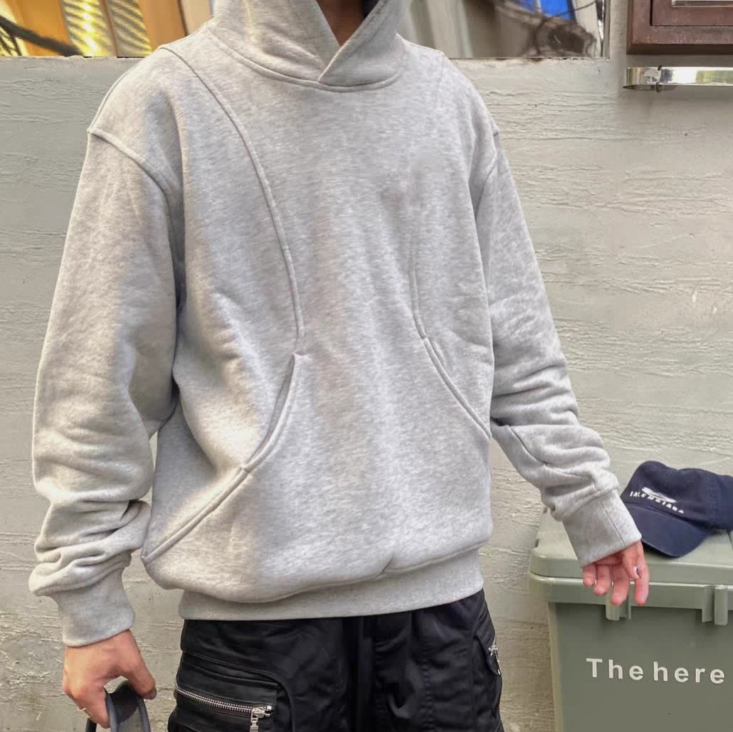 Designer Hoodie Cleanfit Light Gray Hooded Sweatshirt For Men Autumn Deconstructed Short Style Retro Trendy Brand Design Jacket