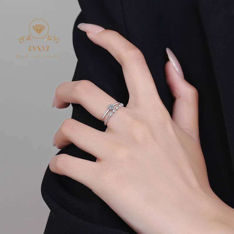 0.1CT D Color Mini Stackable Cluster Moissanite Ring S925 Silver Women's Jewelry GBA Certified Free Gift Box for Woman H260312