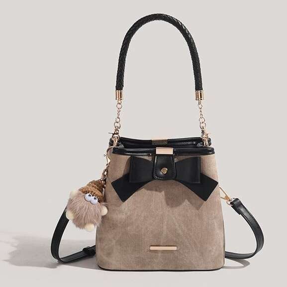 CHARHP&KEJNT 2026 New Niche Bowknot High-end Retro Artistic Bucket Versatile Shoulder Crossbody Bag