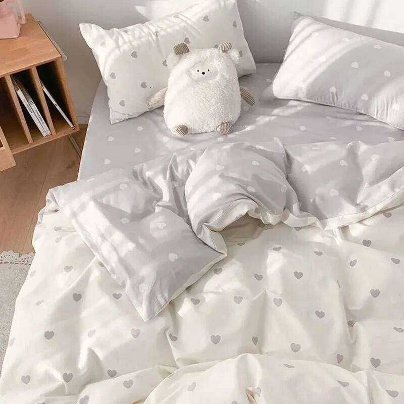 Quilt Cover Pillowcase Flat Sheet 4 Piece Set Cartoon Girl's Sets Soft Skin-friendly Four Season Double Bed Bedding H260312