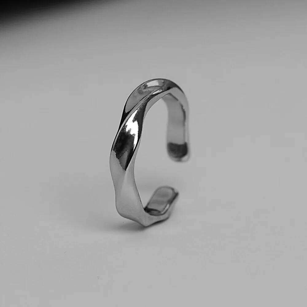 Mobius Wave Silver Color Alloy Open Ring For Women Simple Retro Men Jewelry Trend Accessories H260312