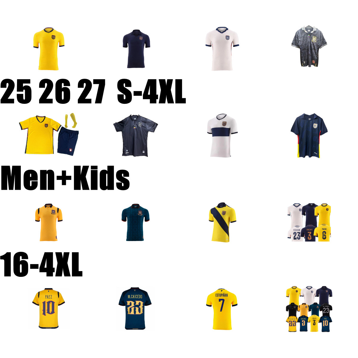 2026 2027 Ecuador ESTUPINAN PLATA Soccer Jerseys 24 25 MARTINEZ HINCAPIE camisetas de futbol D. PALACIOS M. CAICEDO Home Away 3rd IBARRA Estrada Men Kids Football Shirt