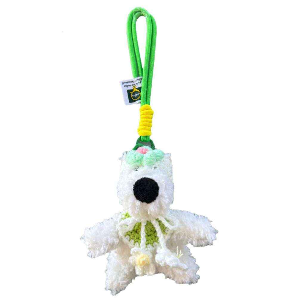 Little Red Flower Bib West Highland Dog Plush Pendant, Cute Puppy Bag Ornament, Doll Keychain, Small Gift for Women