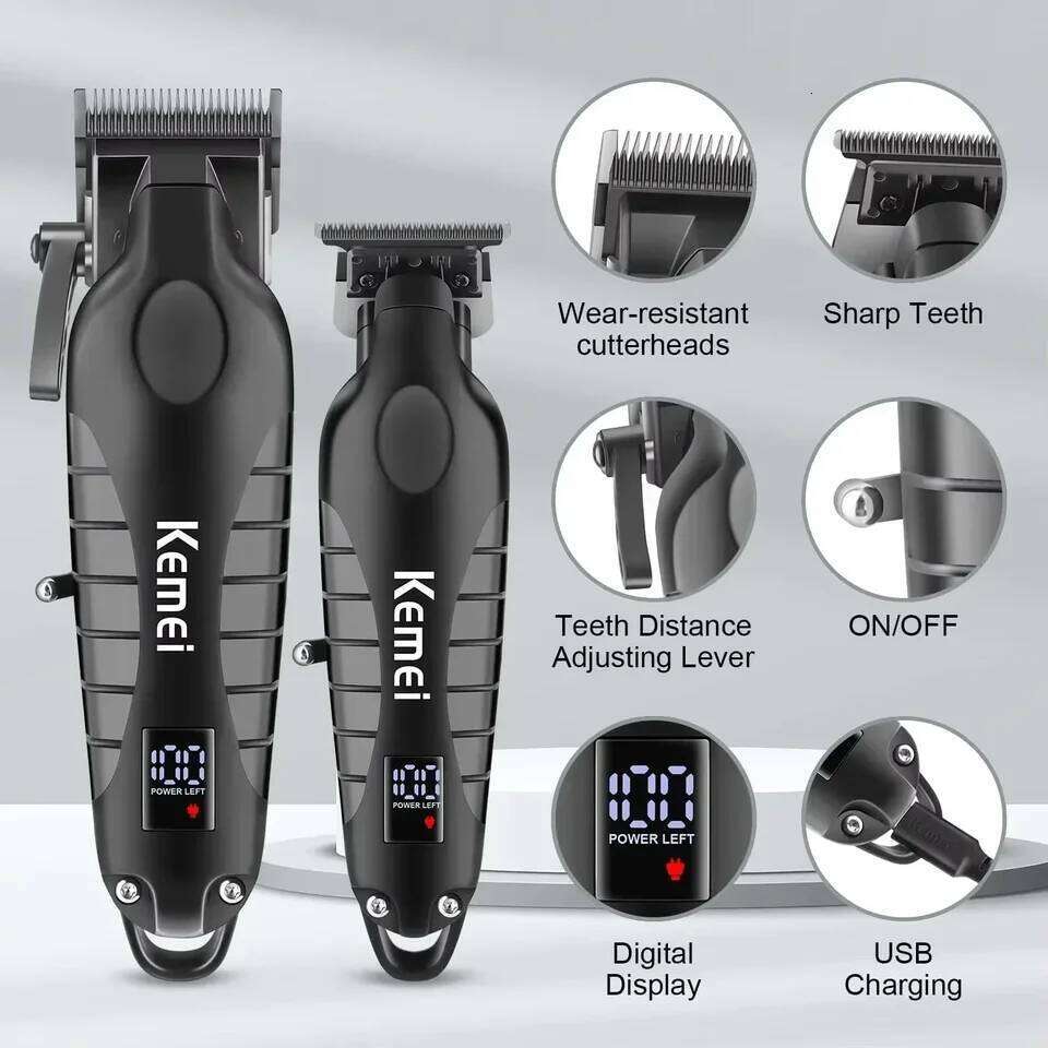 Kemei KM-2290 KM-2293 KM-T95 New Professional Cutting Machine Electric Shaver Trimmers With LCD Display Men's Hair Clipper C260312