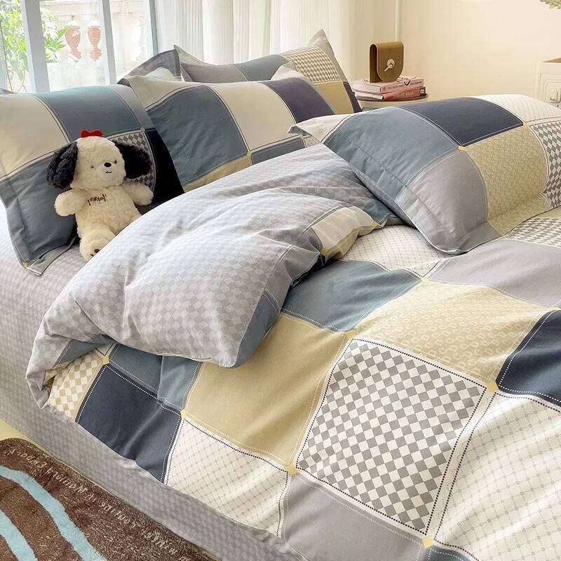 2024 Hot Japanese Style 100% Bedding Printed Four Piece Pure Cotton Bed Sheet Set Duvet Cover Queen King Size H260312