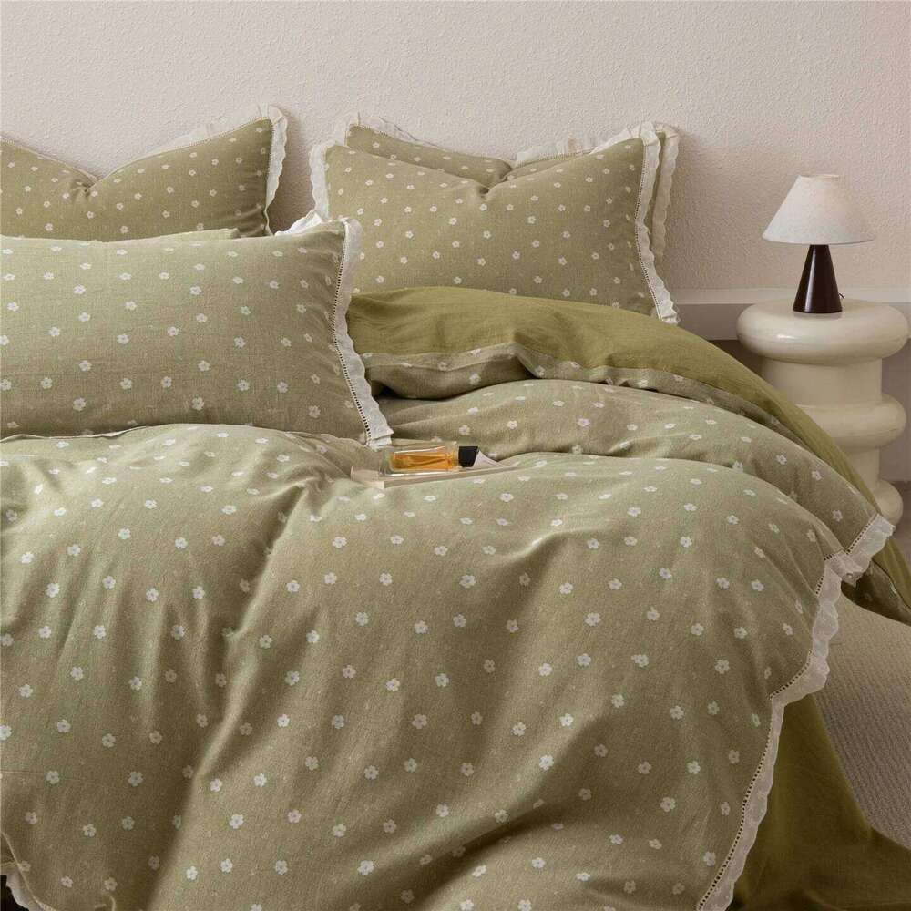 Cotton yarn dyed jacquard four piece set, high-end pure cotton bed sheet, duvet cover, bedding for all seasons H260312
