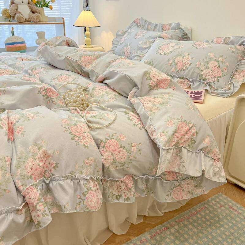 Fresh Botanical Floral Bedding Set for Kids and Adults, Leaves, Flower Duvet Cover, Pillowcases, Soft Washed Cotton, Home Textil H260312