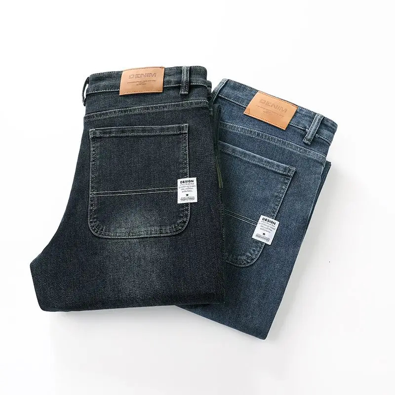 Spring and Autumn Mens Baggy Jeans Casual Straight Stretch Versatile Wide-leg Business Denim Pants Comfortable Loose Trousers 260310