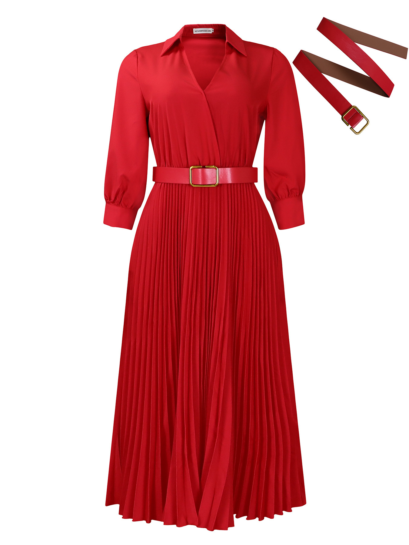 D4722024Spring New Womens Solid Color Plus Size Dress