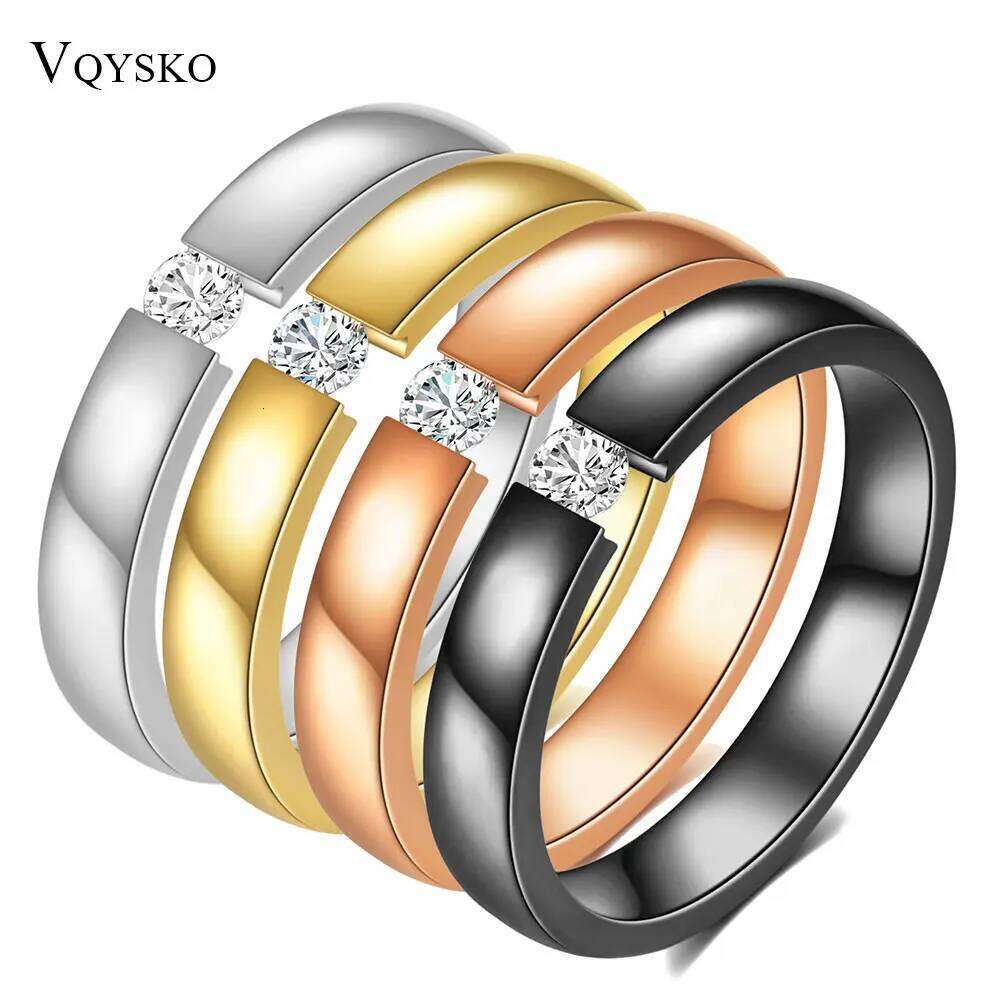 Fashion Solitaire Rings For Women 3mm Thin Stainless Steel Engagement Ring Ladies AAA CZ Stones Wedding Party Jewelry Bands H260312