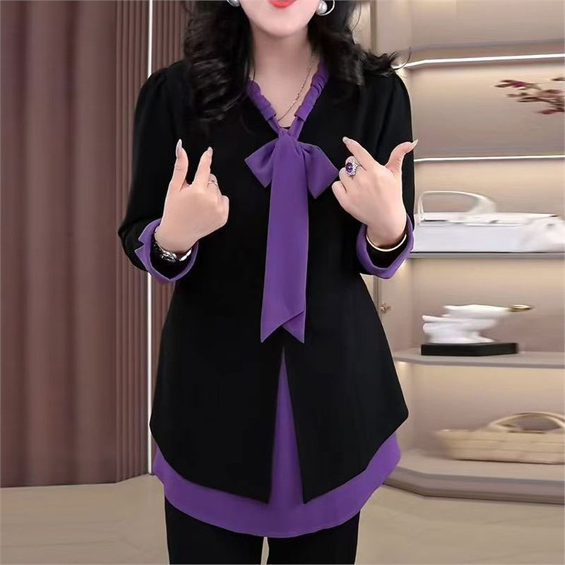 Designer Hoodie 2025 Autumn New Fashionable Polo Shirt Elegant Chic Designer Shirt Bow Design Mid-length Blouse Trendy
