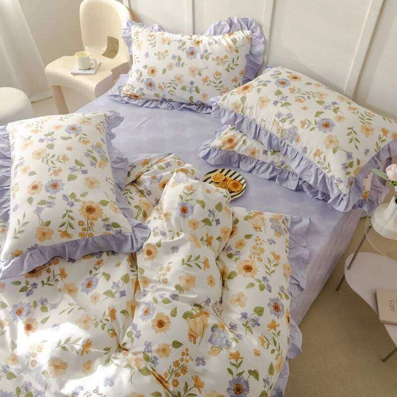 100% Cotton Bedding Four-piece Set Skin Friendly Breathable Sheet 2 Pieces Pillowcase Bedroom Twin Size Bed Quilt Cover H260312