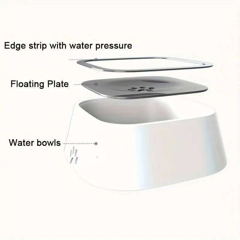 Dog No-Spill Pet Water Bowl Slow Feeder Dish 26Y0312