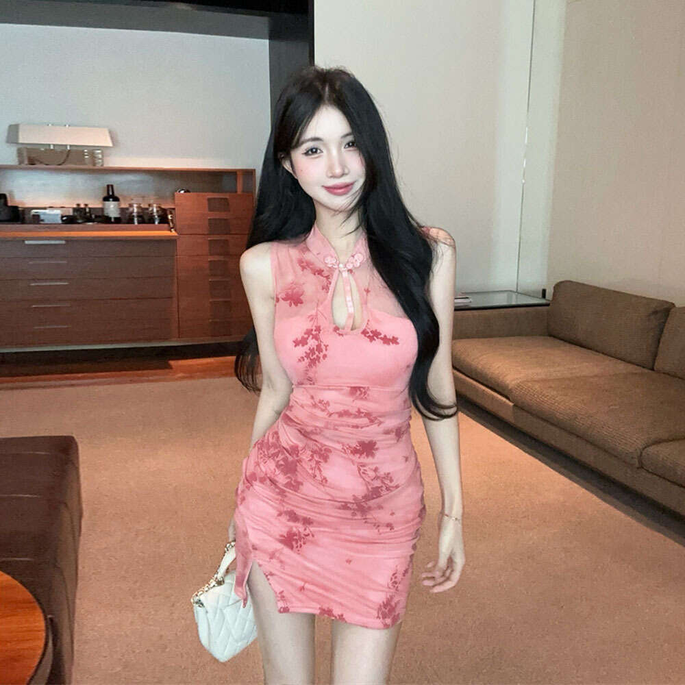 New Chinese Sle Retro Slimming Elastic Improved ort Women's Spring Autumn Seasonal Bodycon mini dress Sexy Qipao