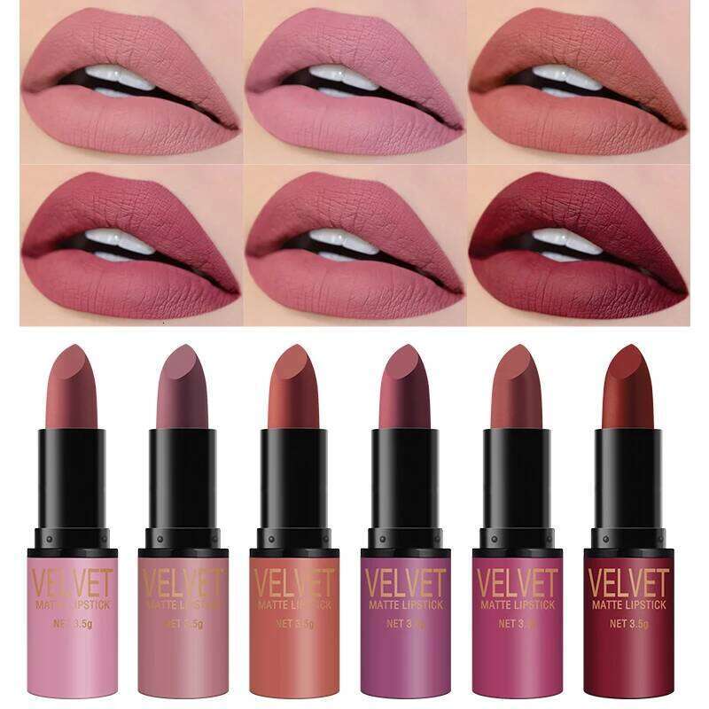 Langmanni with matte finish, waterproof and not easy stick to cups, 6-color gift box lipstick set W260311