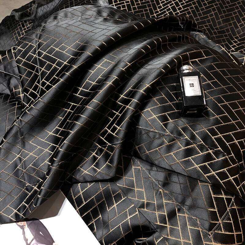 New Black Gold Yarndyed Jacquard Egyptian Cotton Bedding Set Satin Smooth Duvet Cover Flat/Fitted Sheet Pillowcases 4Pcs H260312