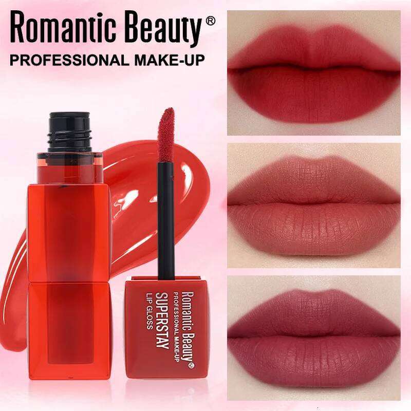 6 Color Velvet Liquid Lipstick - Square Tube Matte-Satin Lip Color, Transfer-Resistant Highly Pigmented, Long-Wearing & Smooth W260311