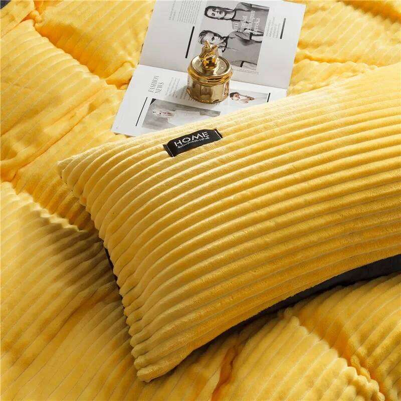 Winter Thick Solid Color Velvet Duvet Warmth Bedding Set Double Soft Quilt Twin Queen King Comforter Cover 220*240 H260312