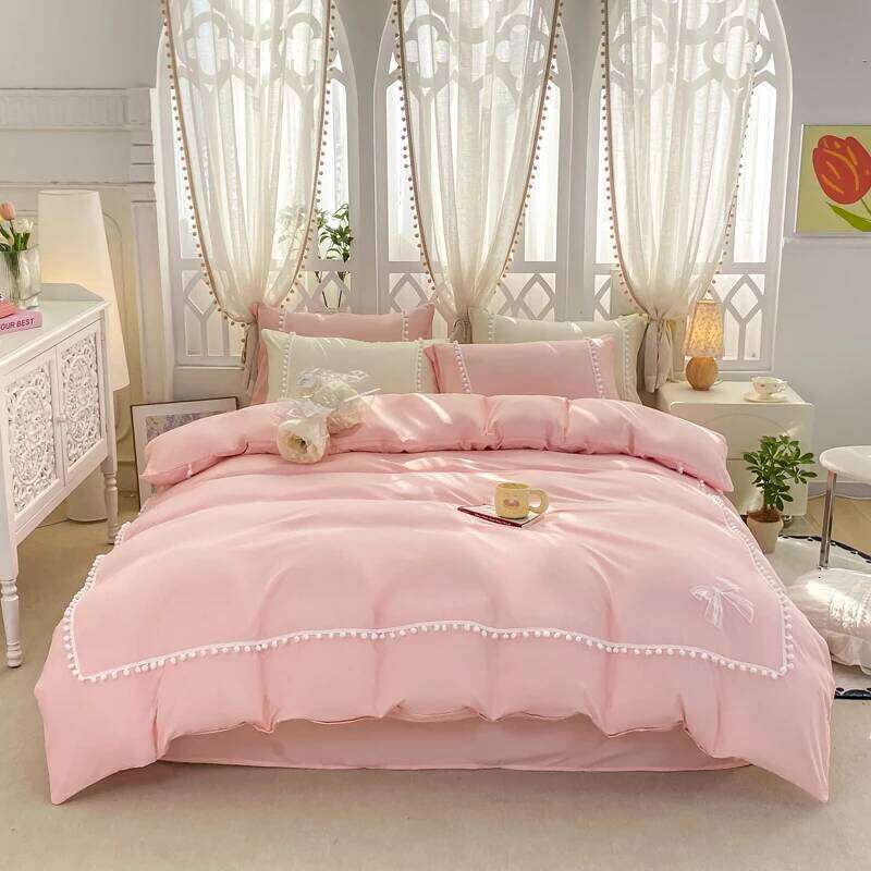 New Style Quilt Thickened Fleece Ball Duvet Cover Soft and Comfortable Four-piece Set 180x220 220x240 Multi-size Bedding H260312