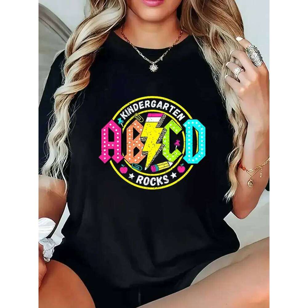 Life ABCD Graphic T-Shirt Short Sleeve Round Neck Casual Tee for Women Appreciation Gift, Teacher Shirt Z260312