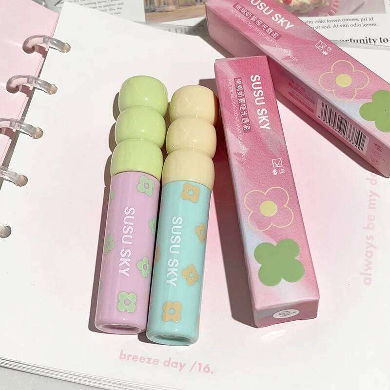 1/5Pcs Candied Fruit Mud Milk Mist Velvet Matte Lip Gloss Long Lasting Not Easy To Stick Cup LipGlaze Almond Brown Pink W260311