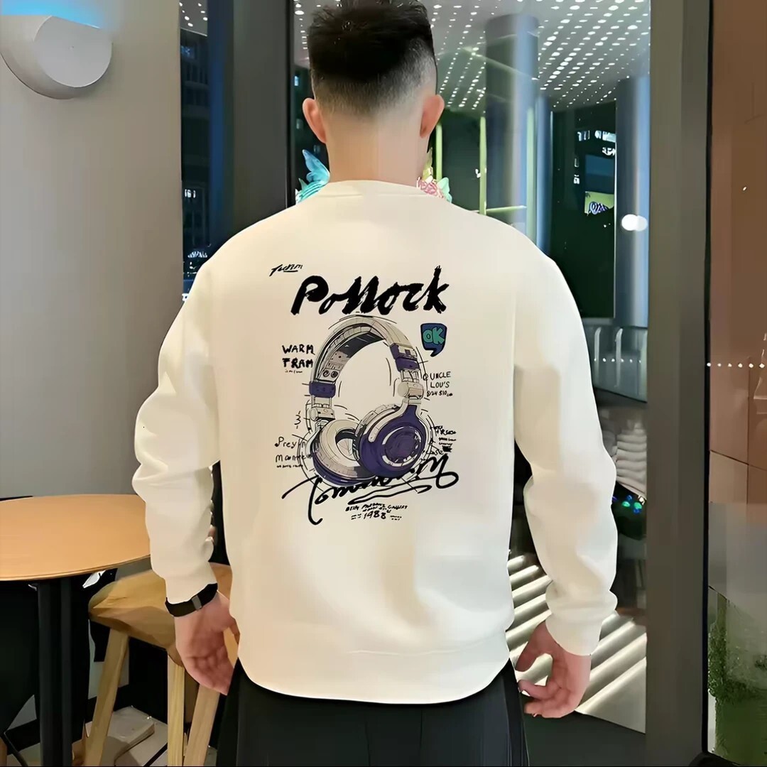 Men's Slim Fit Designer Hoodie Swetshirt High Street Ins Trend Brnd Pullover Csul Round Neck Simple Printed Fshion