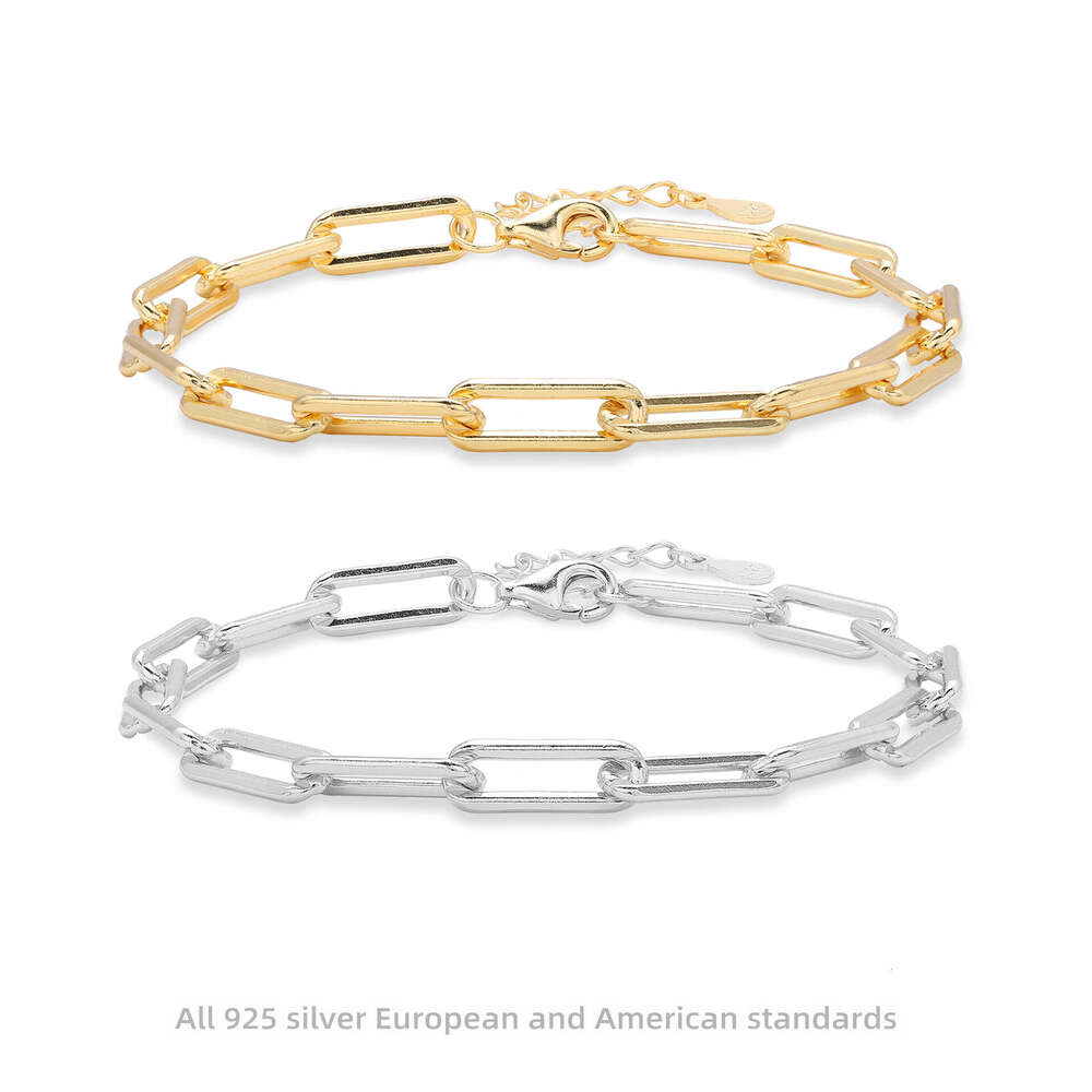 Women Jewelry Bracelets Charm Bracelets European American Style S925 Sterling Silver Simple Chain Elegant Texture Bracelet
