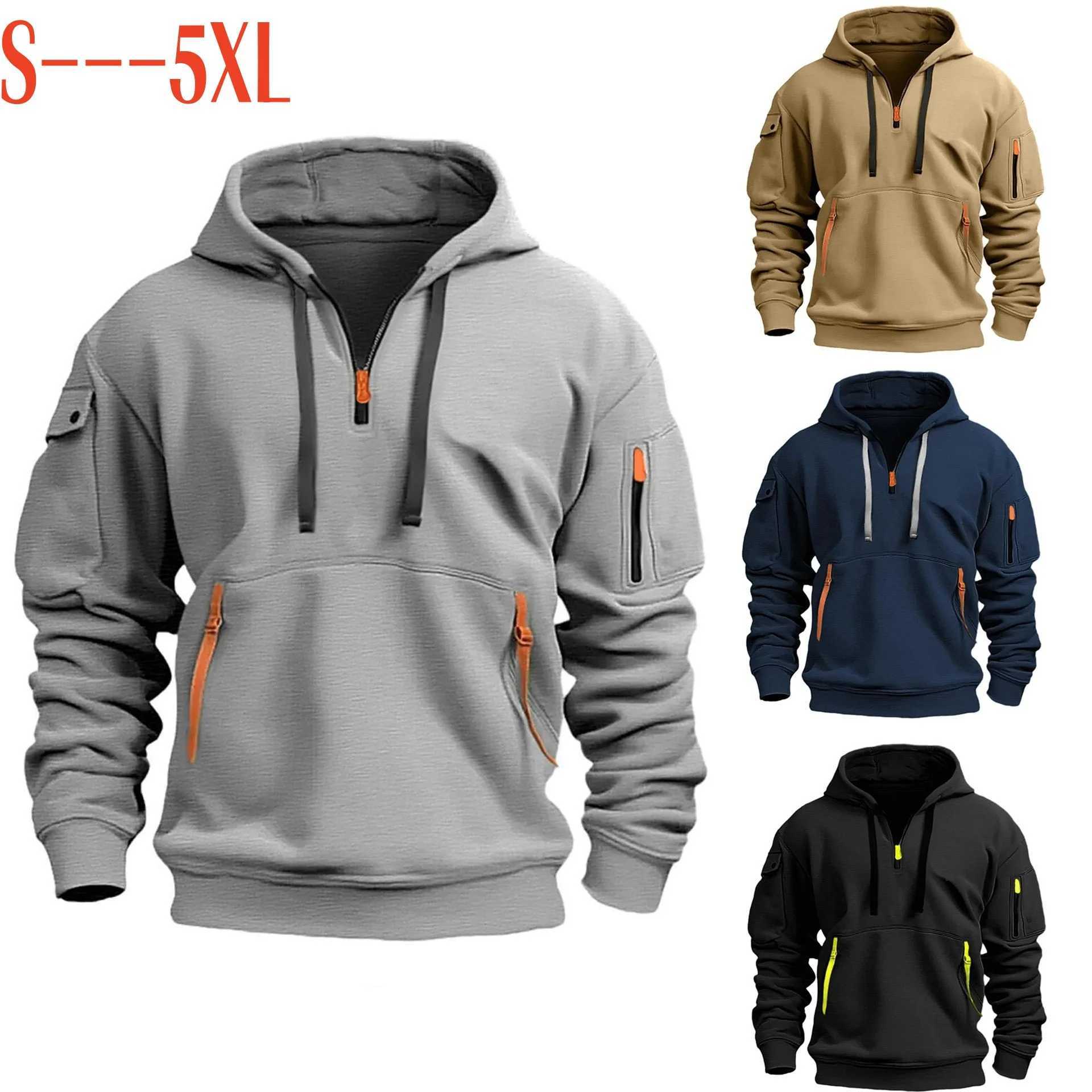 Funny Fishinger Carp Fish Fisherman 2025 Men New Half Zipper Hoodie Spring Autumn New Casual With Pockets Pullover M260312