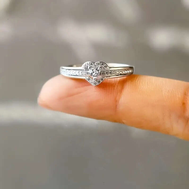 Fashion Ring Designer Rings for Women Double Heart Diamond Inlaid with Zircon Sweet Exquisite Wedding Ring