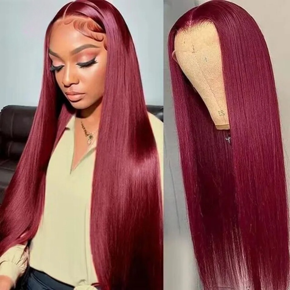 13x6 Glueless Burgundy 99j HD Lace Front Wig Vietnamese Super Double Drown Bone Straight Bleached Lace Frontal Human Hair Wigs