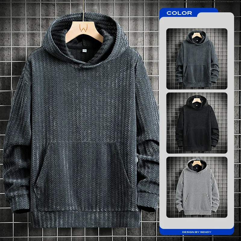 Mens hooded sweatshirt a trendy and fashionable urban loose pullover for autumn and winter 260311