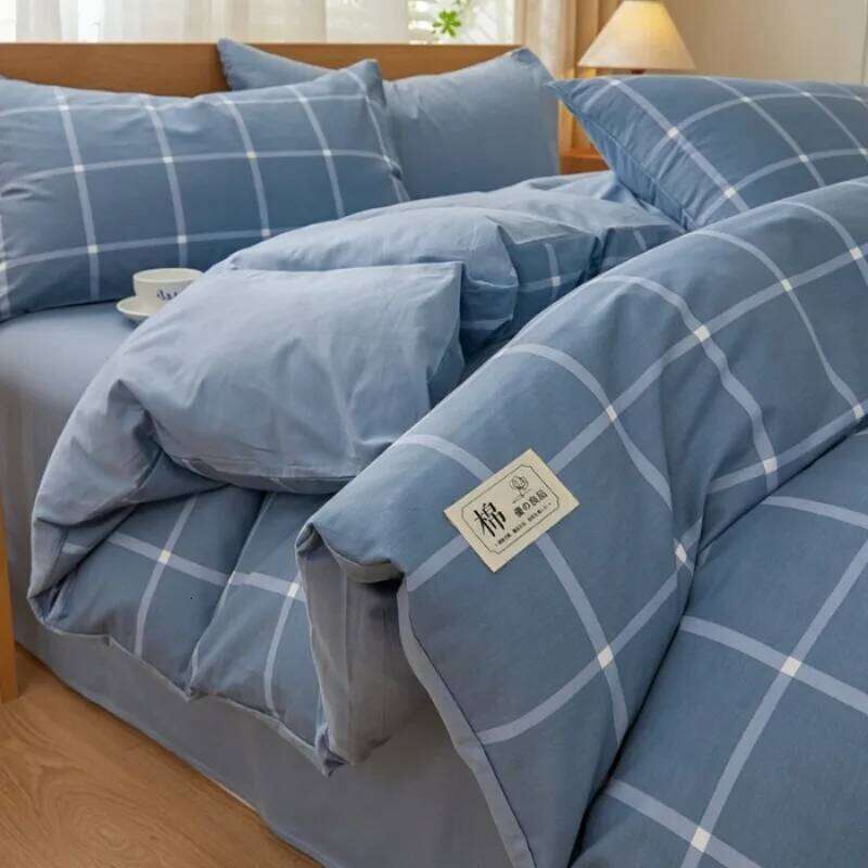 2025 new solid color matching pure cotton quilt cover bed four-piece student dormitory 3-piece set available in all seasons H260312 - view 3