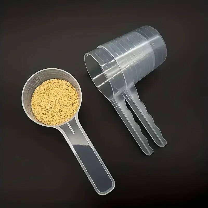 Transparent Mea Pet Food Measuring Spoon with Graduation Durable Plastic Feeding Dog Shovel 100ml 26Y0312