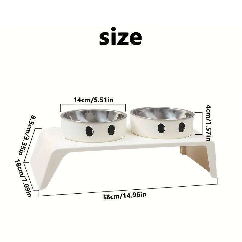 Elevated Pet Dog Feeder Raised Stand with Double Stainless Steel Food Water Bowls For Small Medium Large Dogs Cats 26Y0312