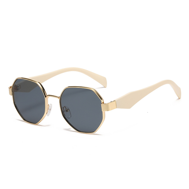New Polygonal Metal Street Style Retro Round Glasses Fashion Versatile Sunglasses for Women